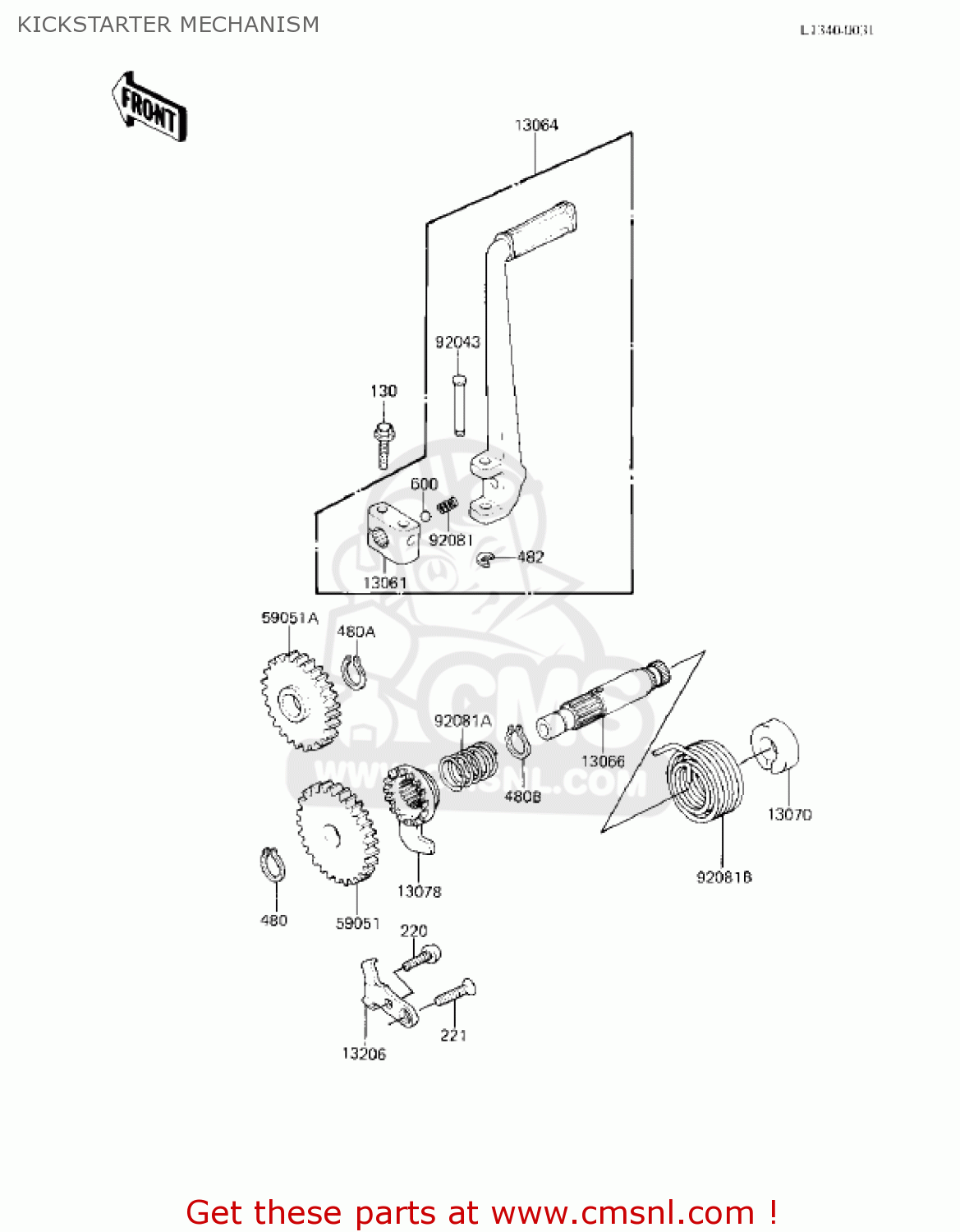 KICKSTARTER MECHANISM KX80-E1 KX80 1983 USA CANADA