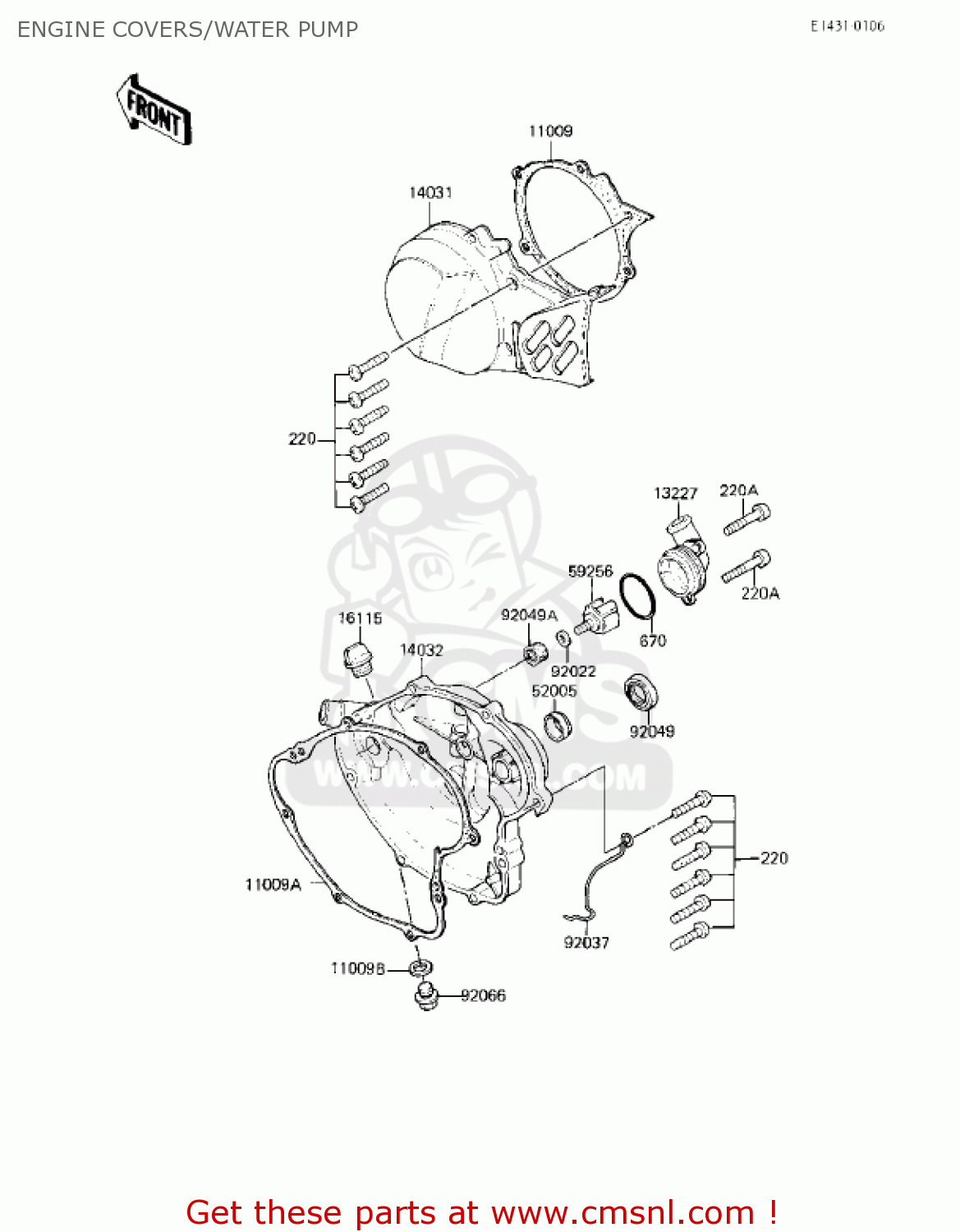 ENGINE COVERS/WATER PUMP KX80-E1 KX80 1983 USA CANADA