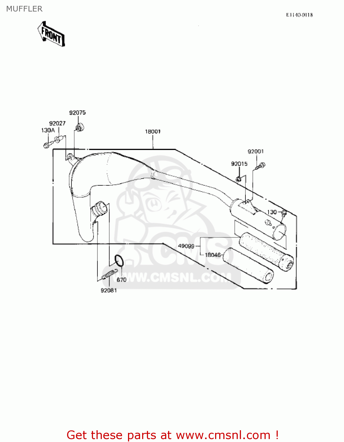 MUFFLER KX80-E1 KX80 1983 USA CANADA