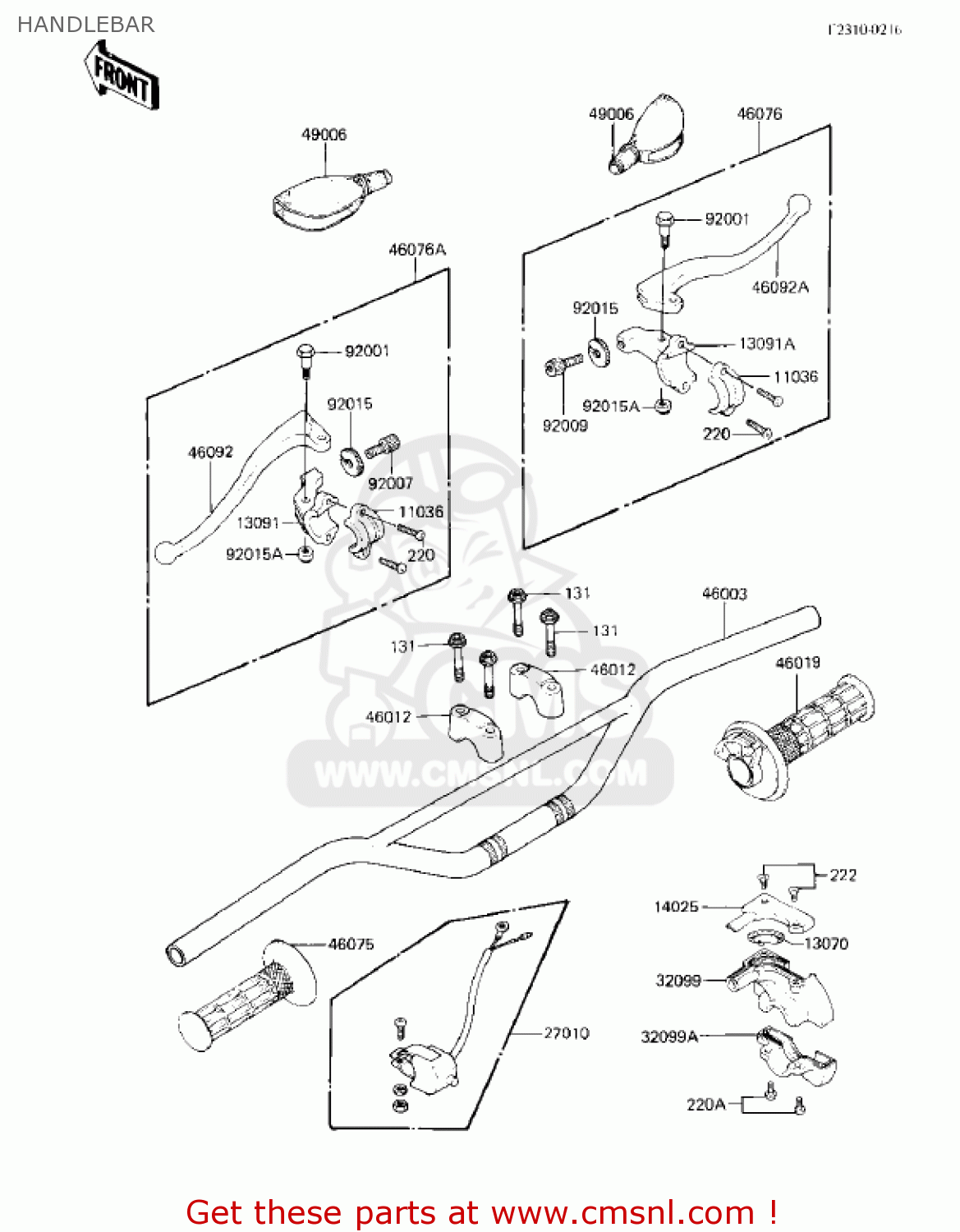 HANDLEBAR KX80-E1 KX80 1983 USA CANADA