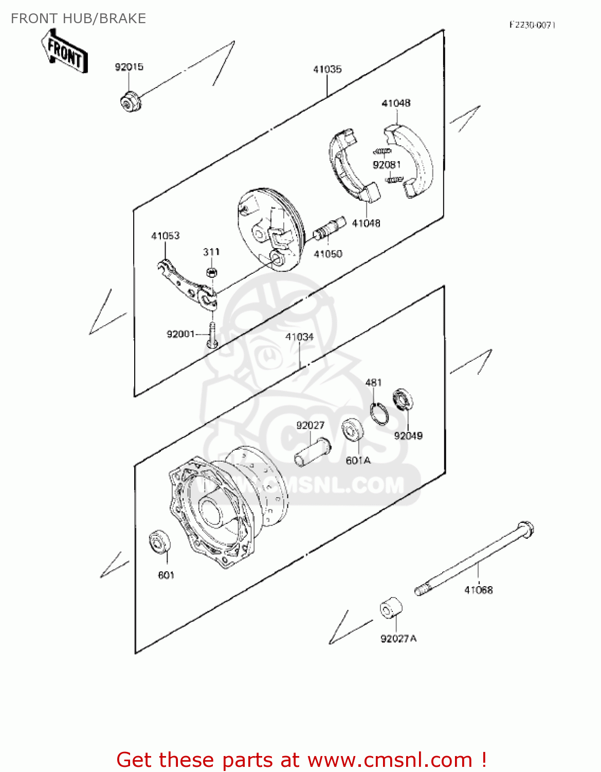 FRONT HUB/BRAKE KX80-E1 KX80 1983 USA CANADA