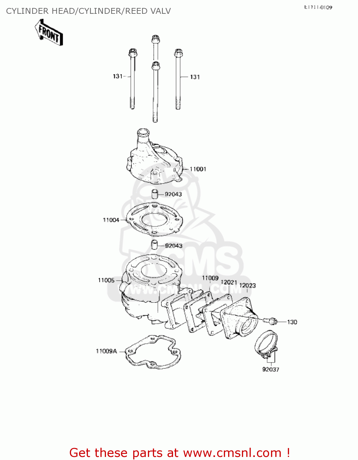 CYLINDER HEAD/CYLINDER/REED VALV KX80-E1 KX80 1983 USA CANADA
