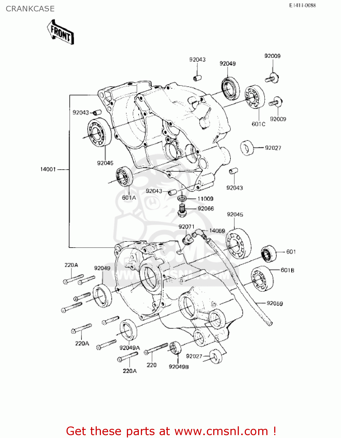 CRANKCASE KX80-E1 KX80 1983 USA CANADA