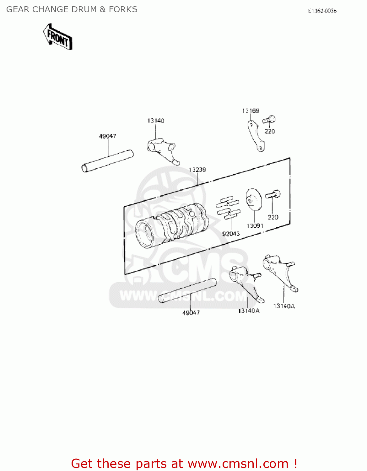GEAR CHANGE DRUM & FORKS KX80-E1 KX80 1983 USA CANADA
