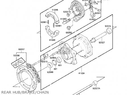 REAR HUB/BRAKE/CHAIN - KX80-E1 KX80 1983 USA CANADA