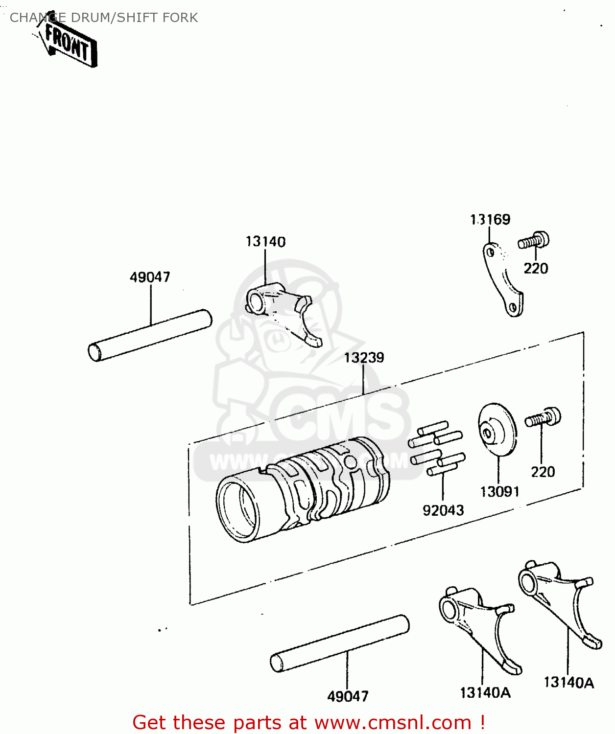 CHANGE DRUM/SHIFT FORK KX80-E2 1984 USA CANADA UK AL