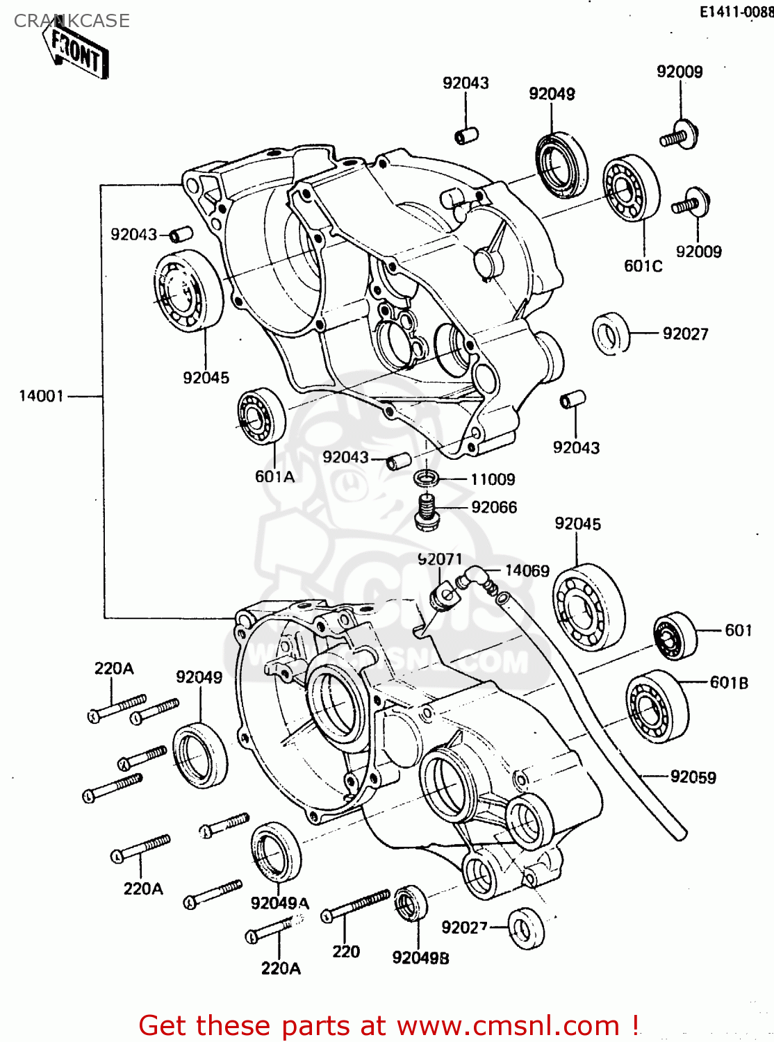 CRANKCASE KX80-E2 1984 USA CANADA UK AL