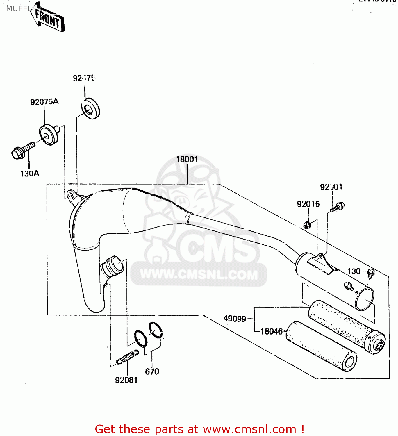 MUFFLER KX80-E2 1984 USA CANADA UK AL