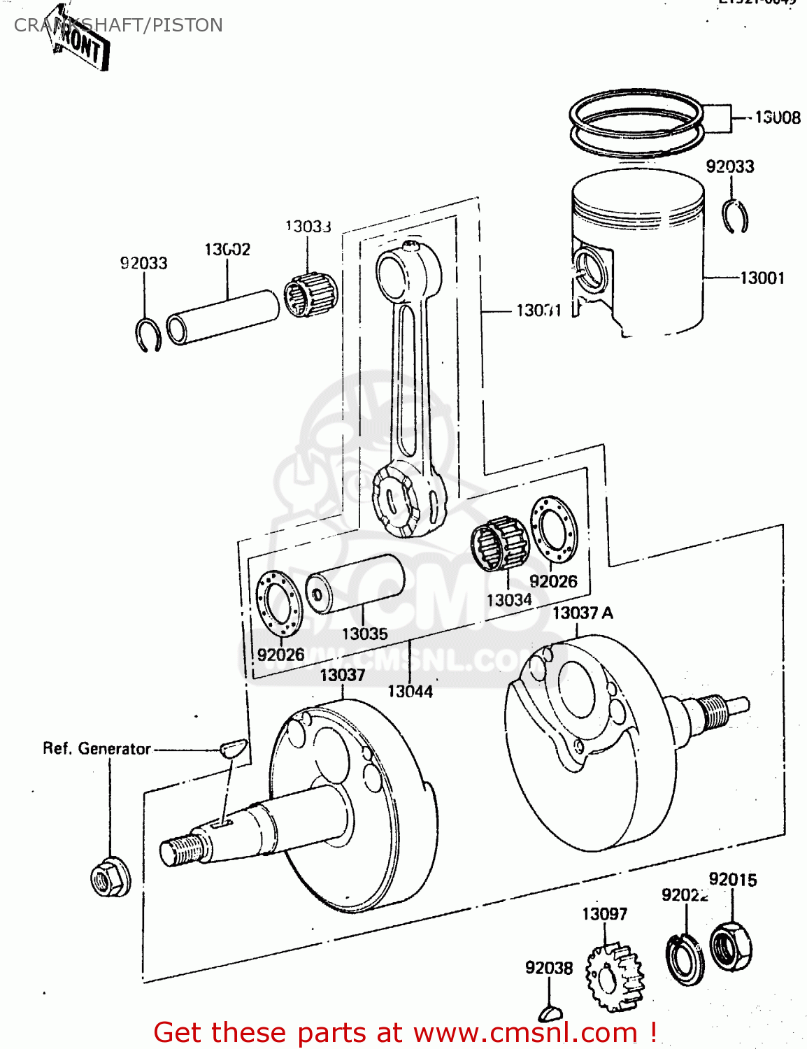 CRANKSHAFT/PISTON KX80-E2 1984 USA CANADA UK AL