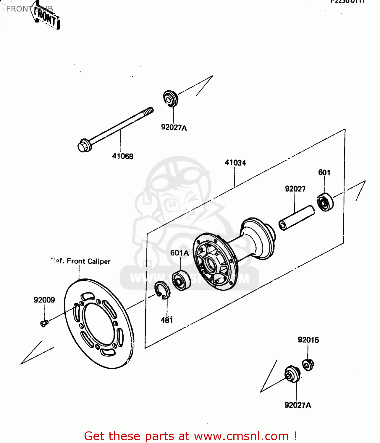 FRONT HUB KX80-E2 1984 USA CANADA UK AL