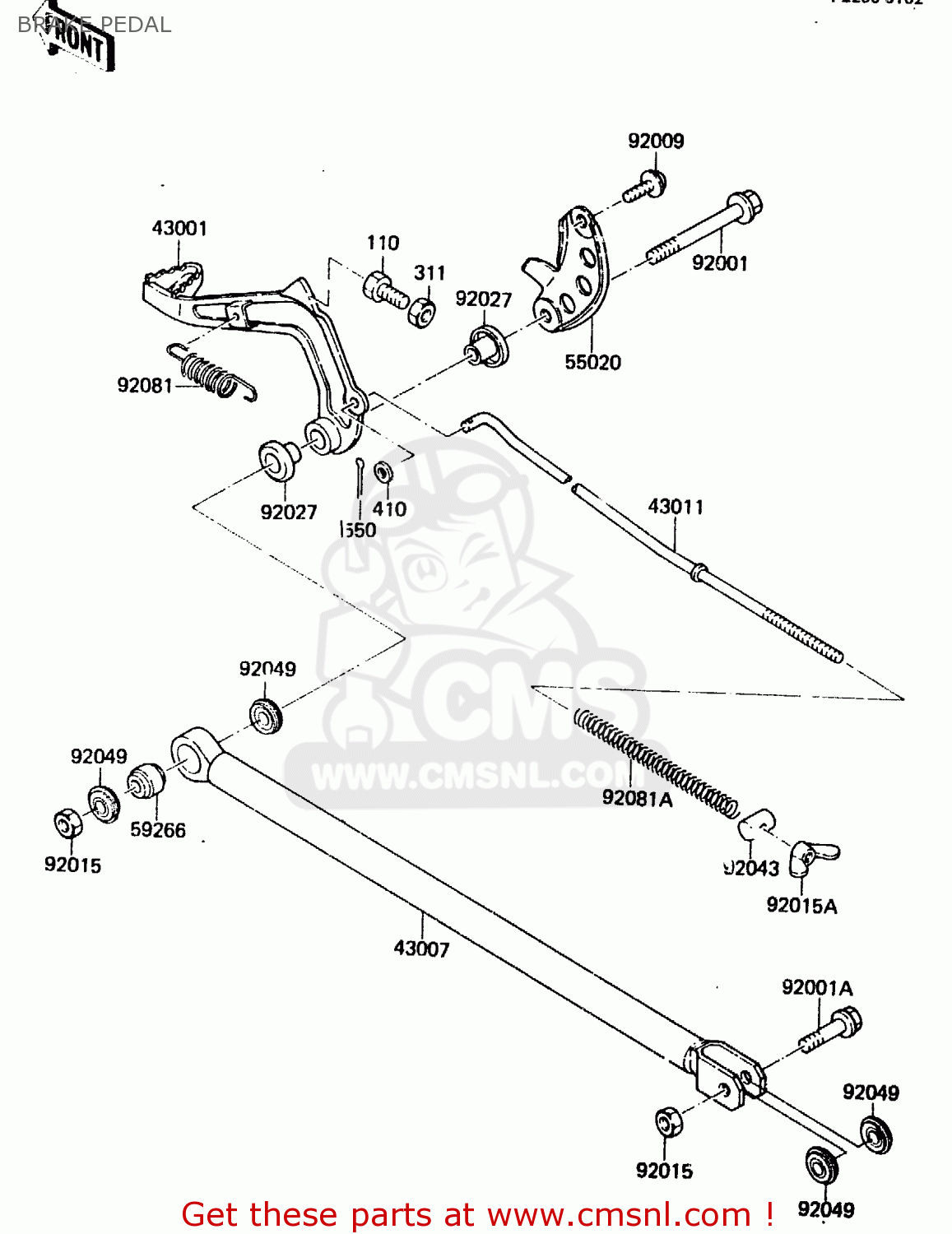 BRAKE PEDAL KX80-E2 1984 USA CANADA UK AL