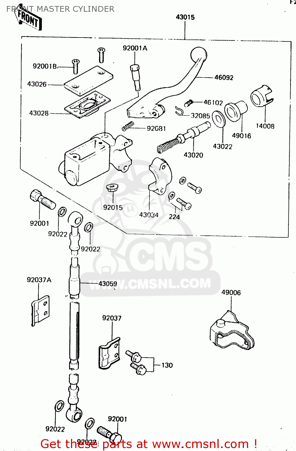 FRONT MASTER CYLINDER KX80-E2 1984 USA CANADA UK AL