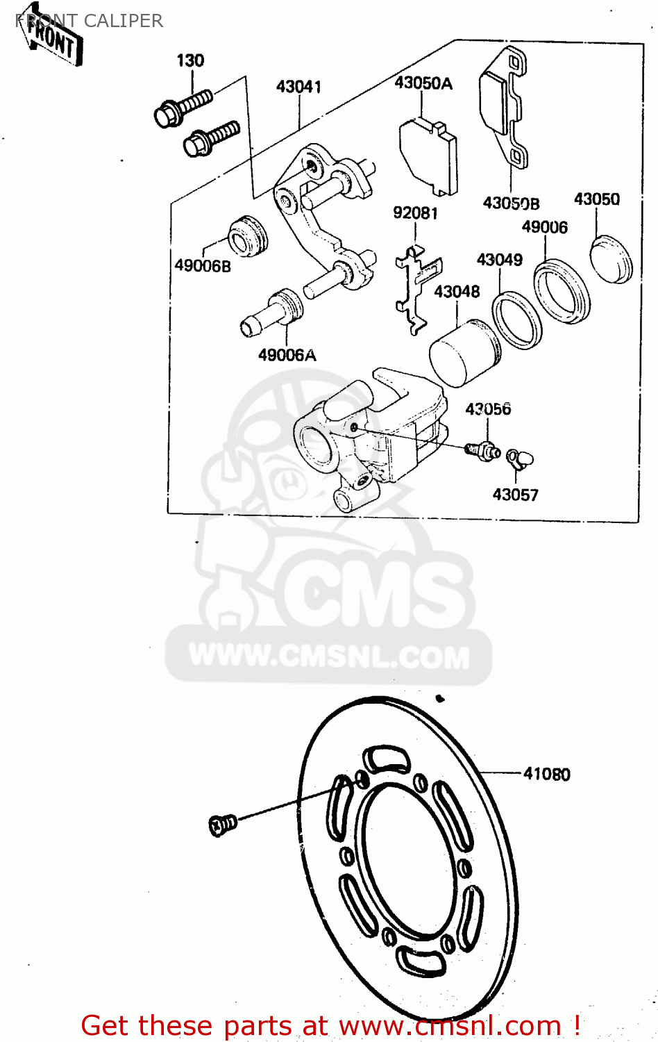 FRONT CALIPER KX80-E2 1984 USA CANADA UK AL