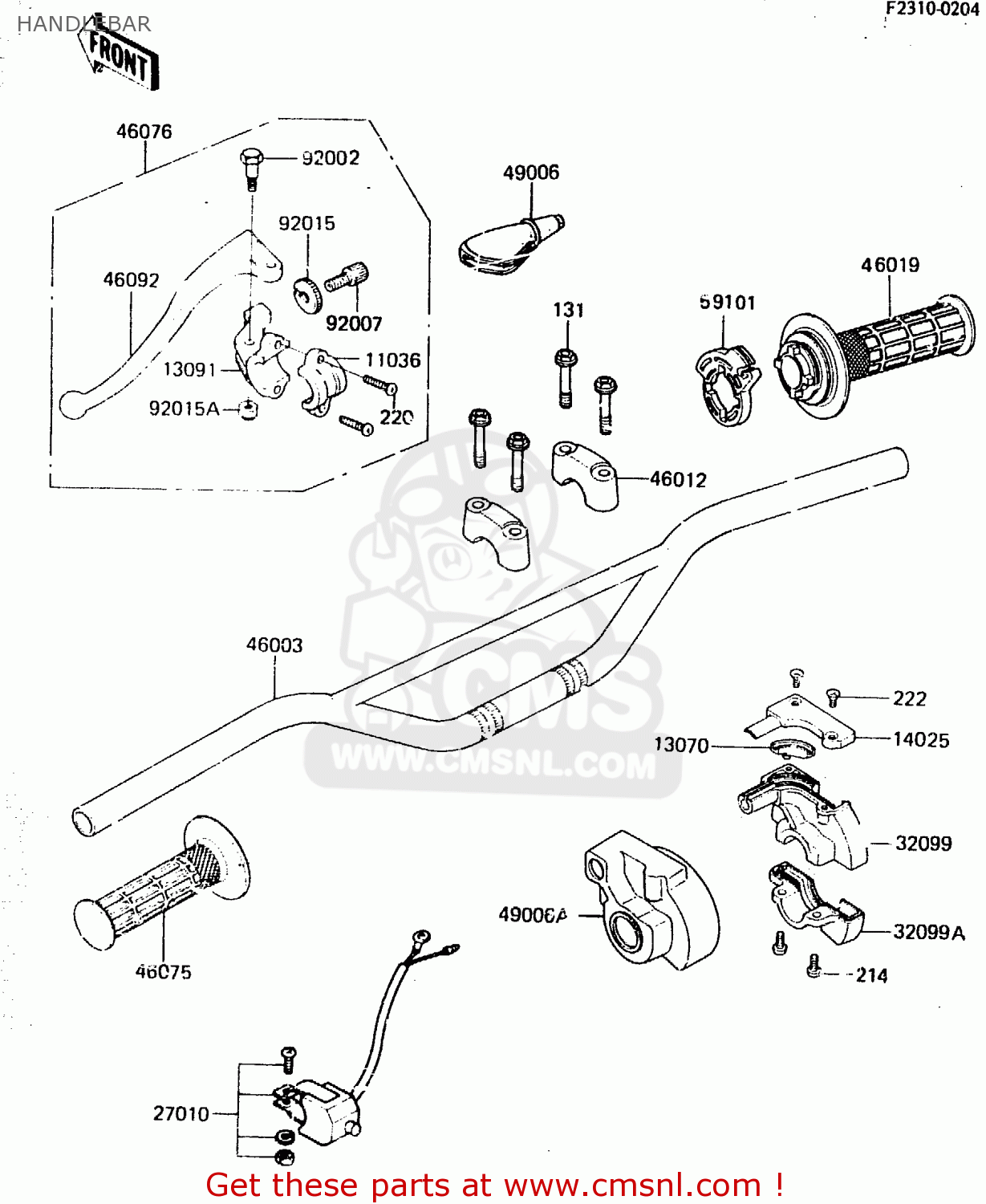 HANDLEBAR KX80-E2 1984 USA CANADA UK AL