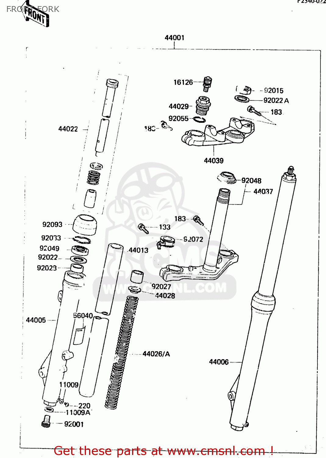 FRONT FORK KX80-E2 1984 USA CANADA UK AL