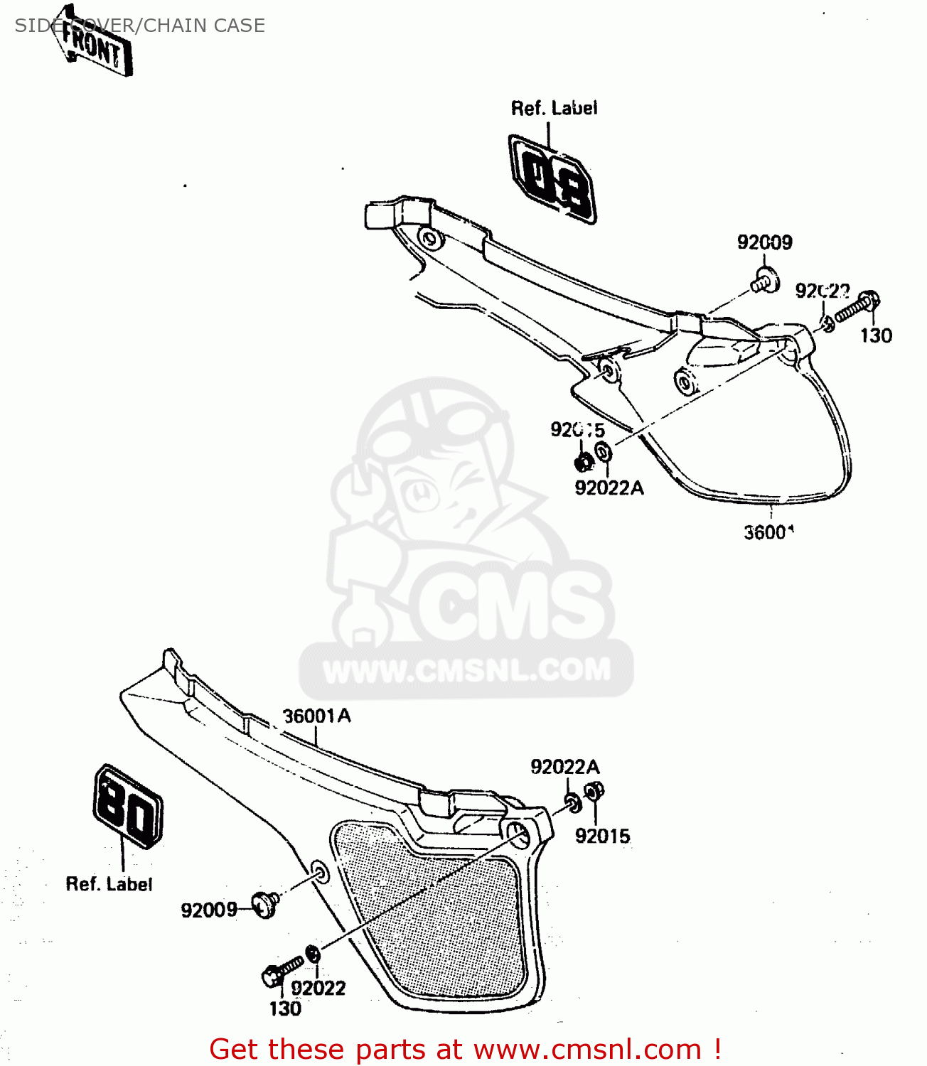SIDE COVER/CHAIN CASE KX80-E2 1984 USA CANADA UK AL