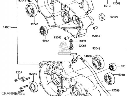 CRANKCASE - KX80-E2 1984 USA CANADA UK AL