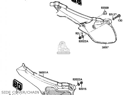 SIDE COVER/CHAIN CASE - KX80-E2 1984 USA CANADA UK AL