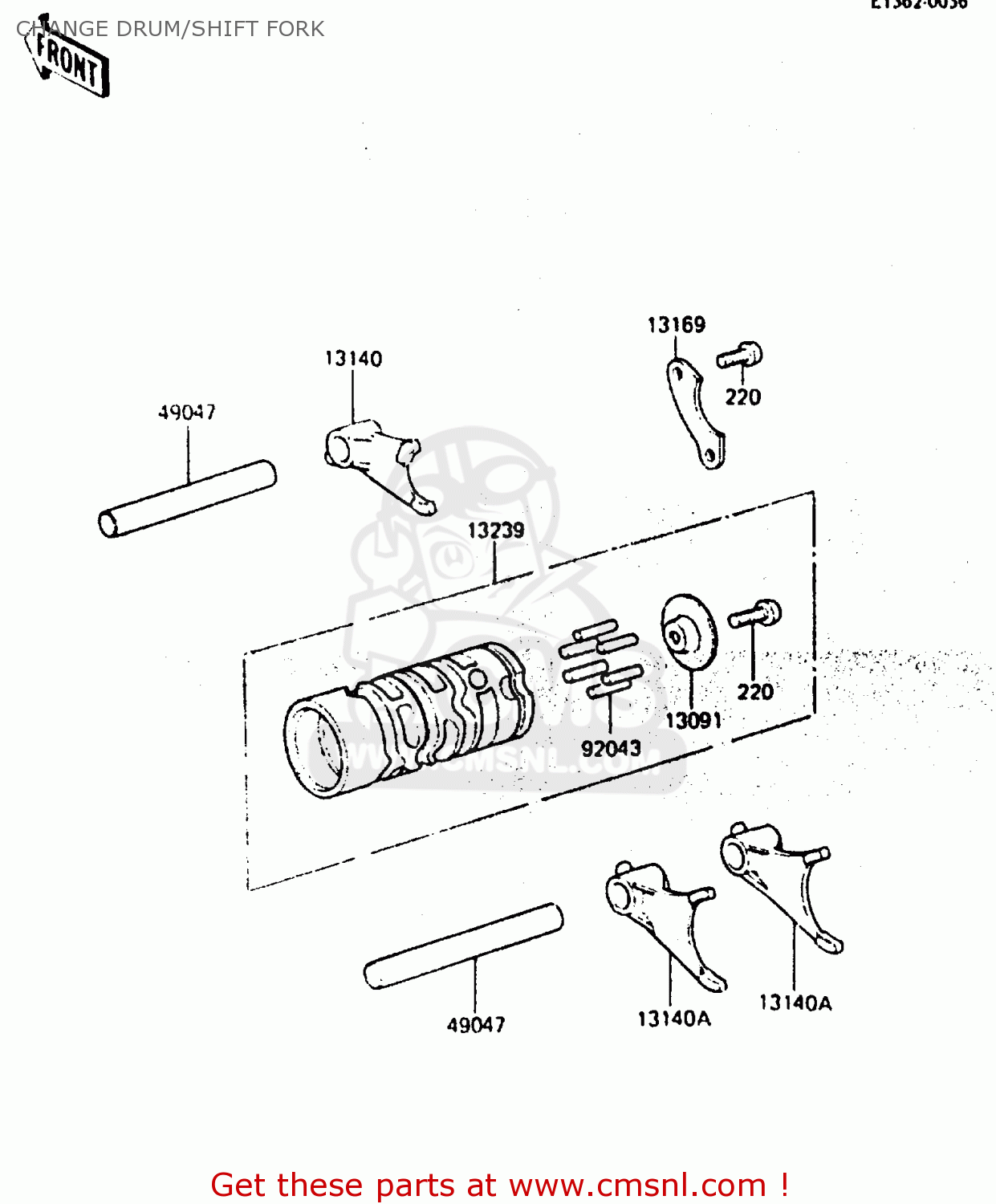 CHANGE DRUM/SHIFT FORK KX80-E3 1985 UNITED KINGDOM AL