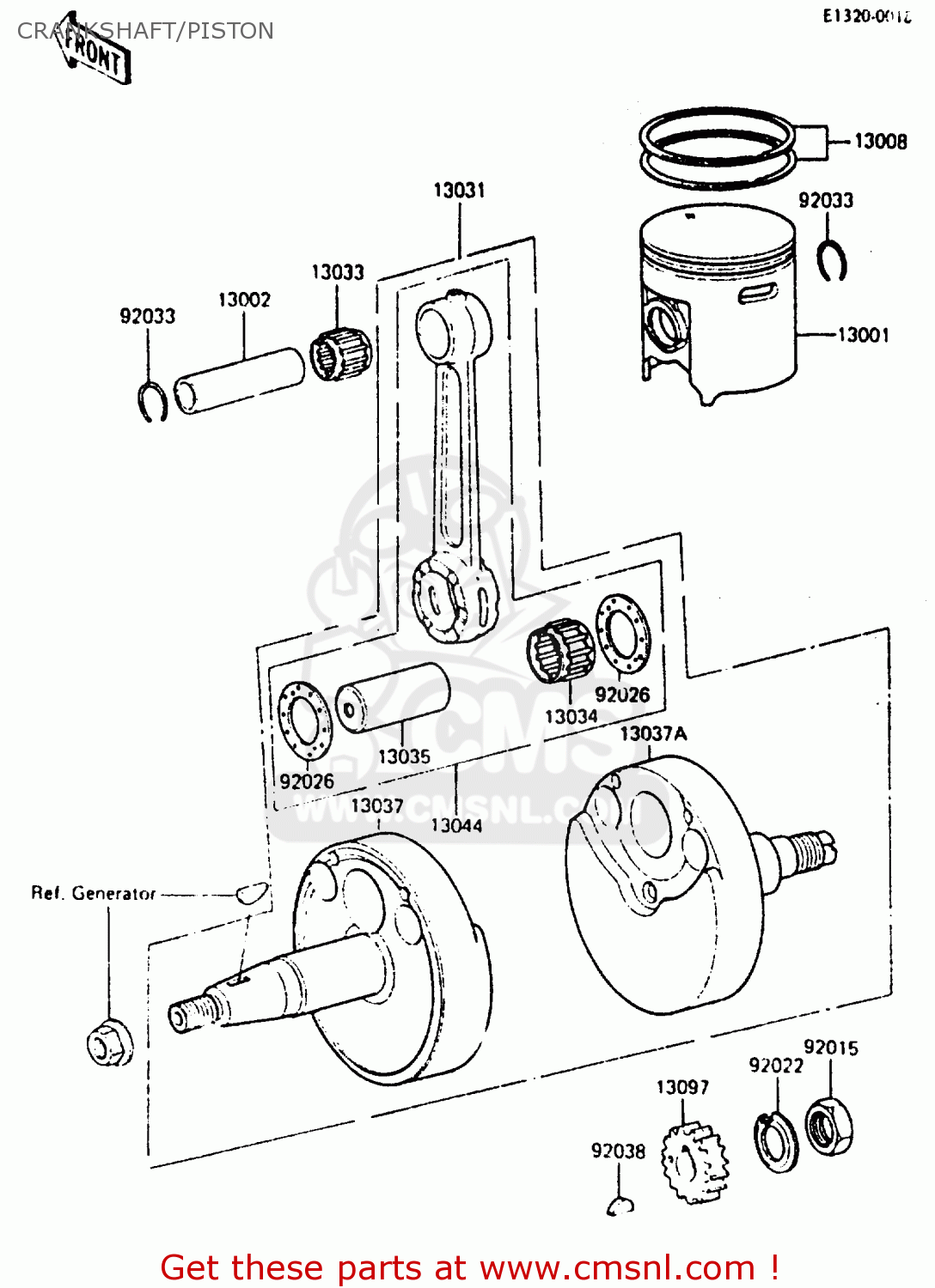 CRANKSHAFT/PISTON KX80-E3 1985 UNITED KINGDOM AL