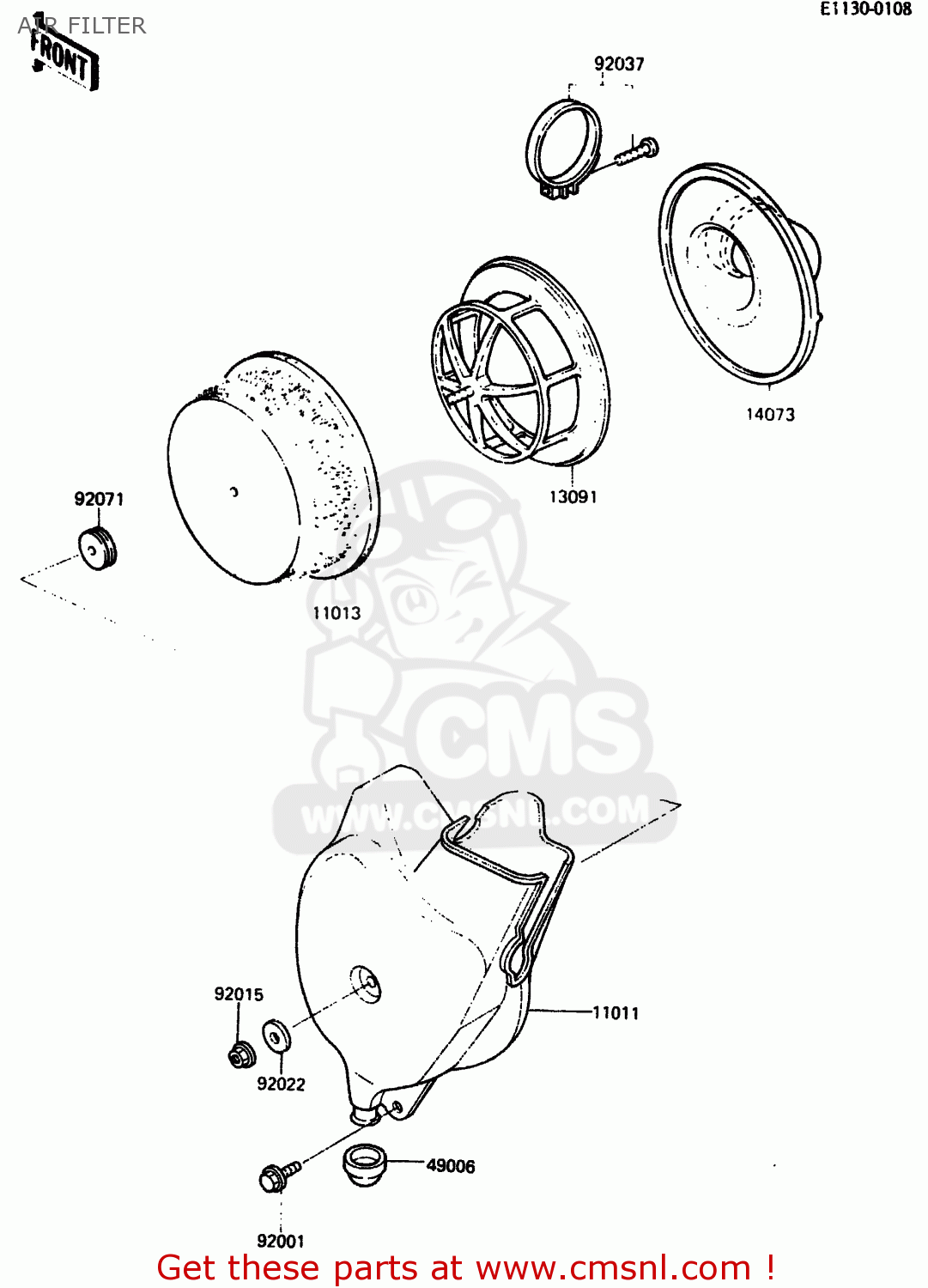 Kawasaki KX80F2 1984 AIR FILTER buy original AIR FILTER spares online