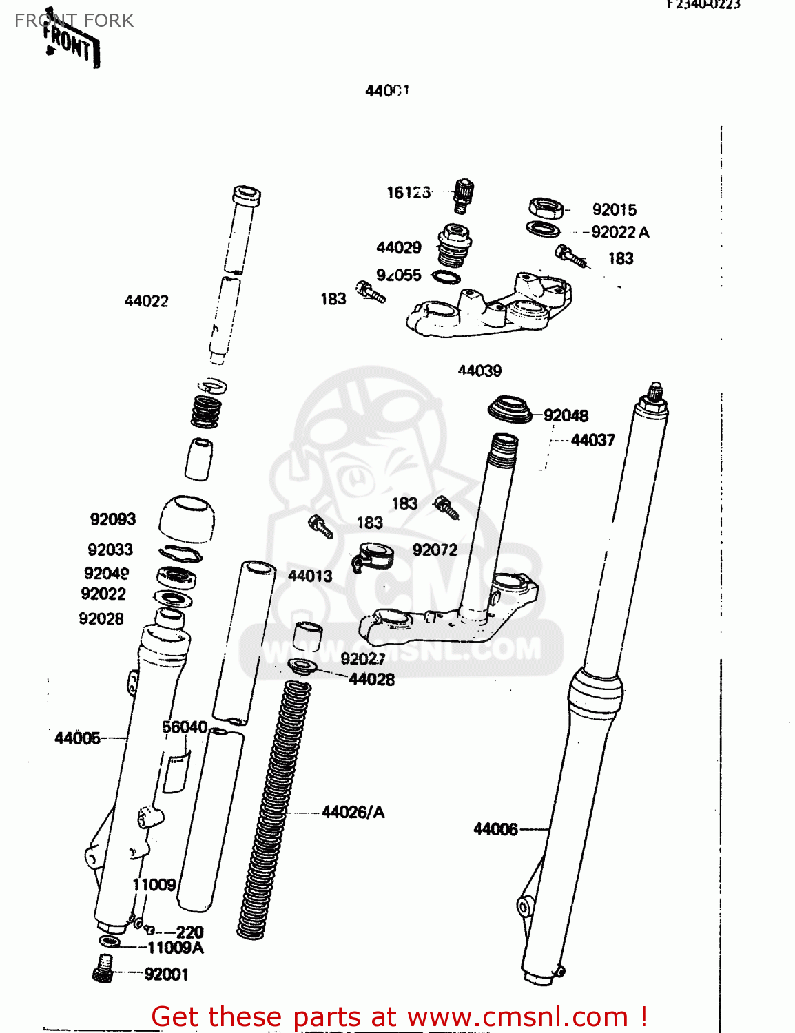 Kawasaki KX80-F2 1984 FRONT FORK - buy original FRONT FORK spares online