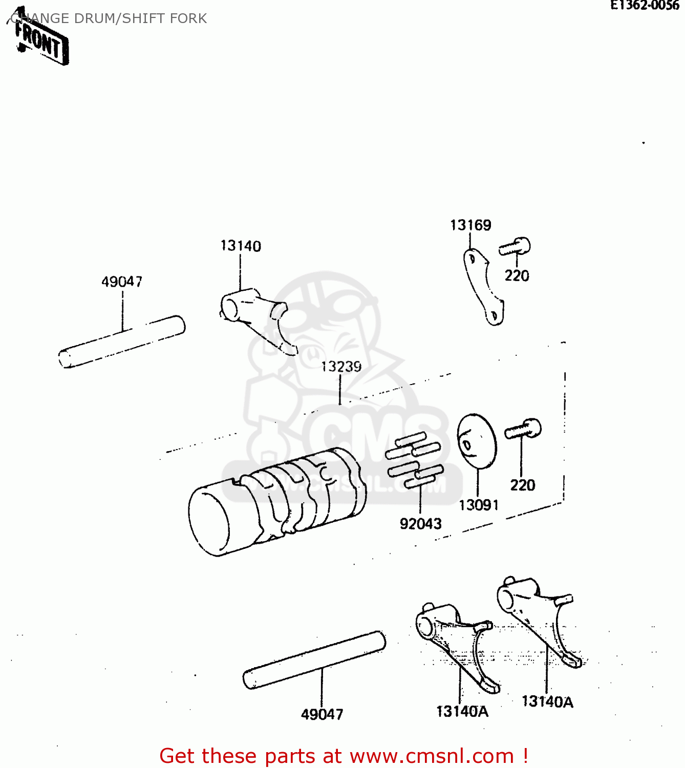 CHANGE DRUM/SHIFT FORK KX80-F2 1984
