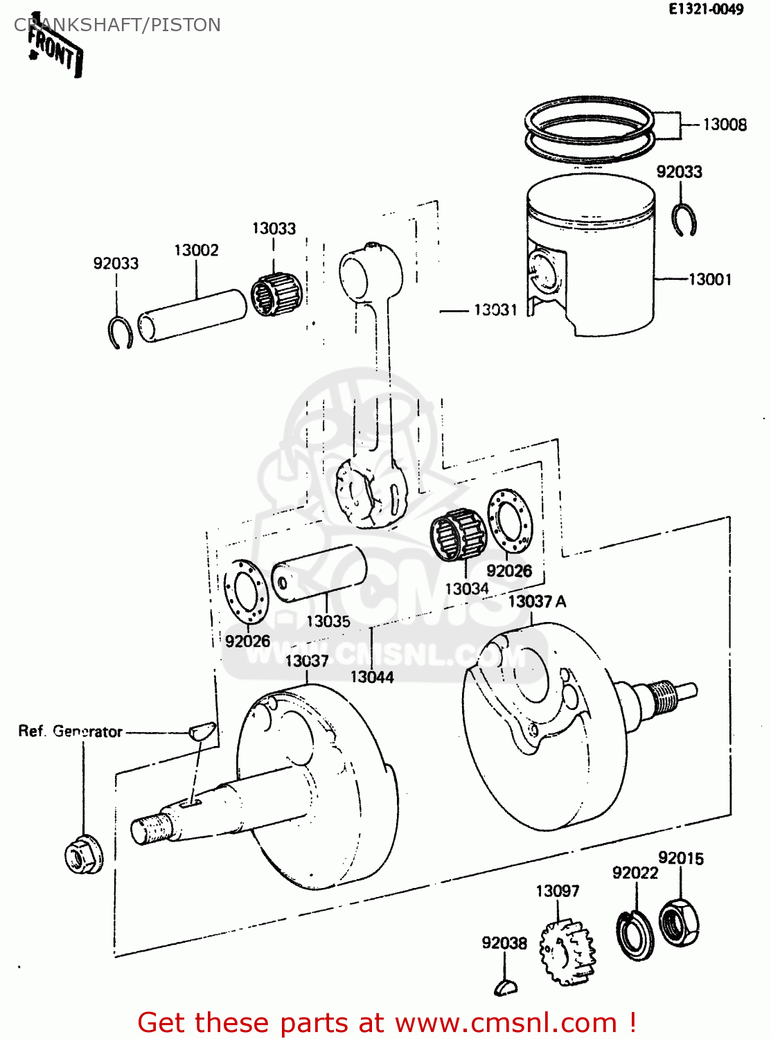 CRANKSHAFT/PISTON KX80-F2 1984