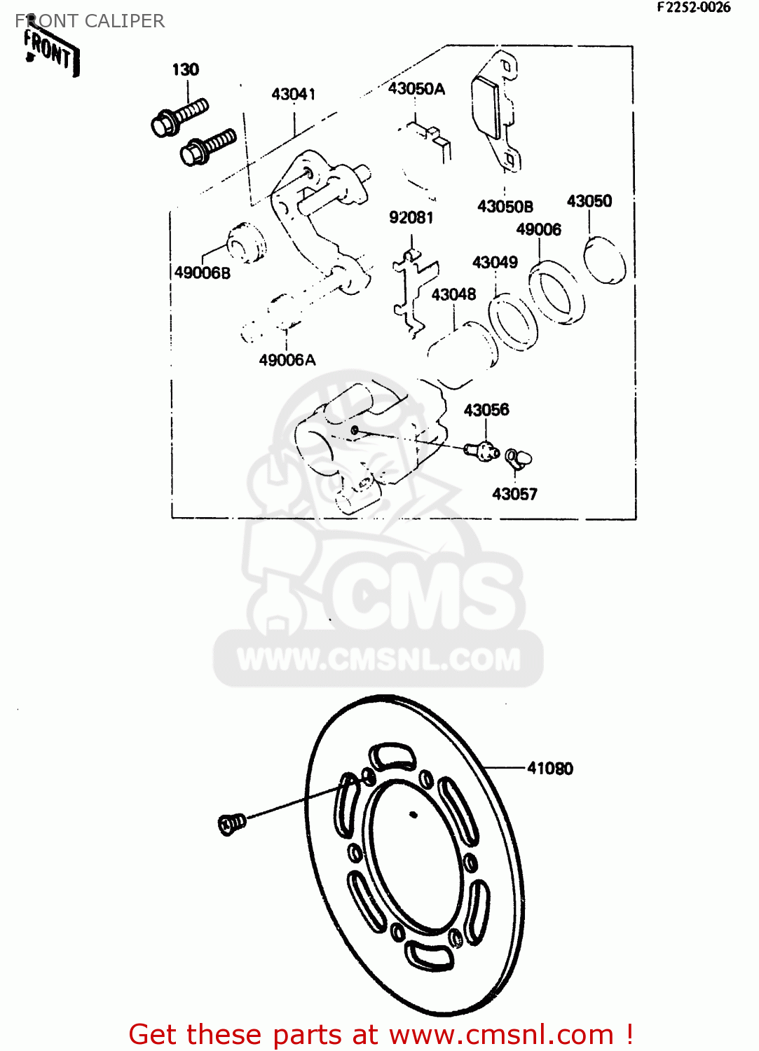 FRONT CALIPER KX80-F2 1984