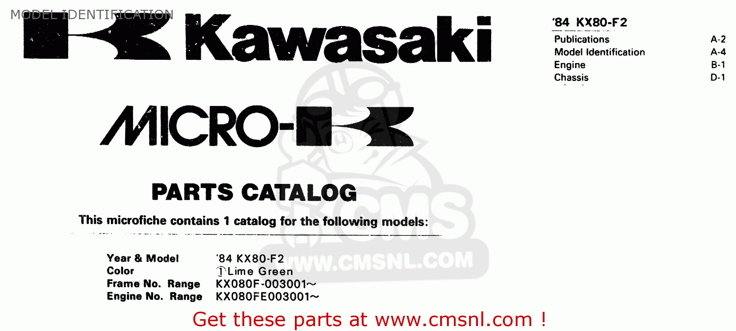 MODEL IDENTIFICATION KX80-F2 1984