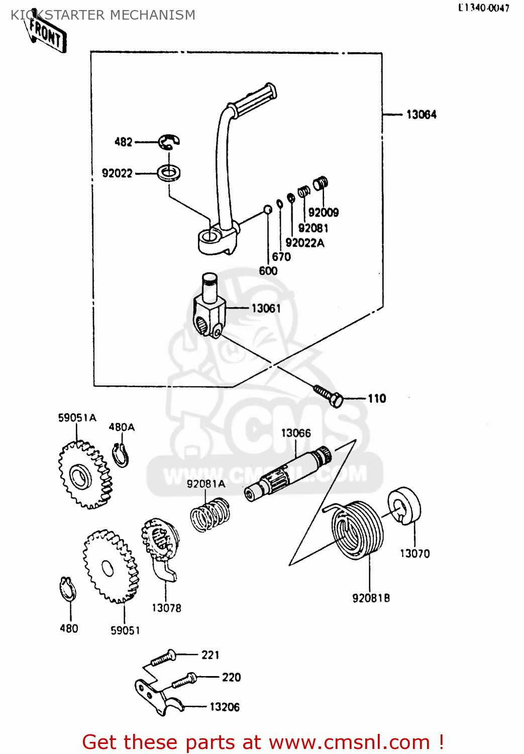 KICKSTARTER MECHANISM KX80-F3 1985