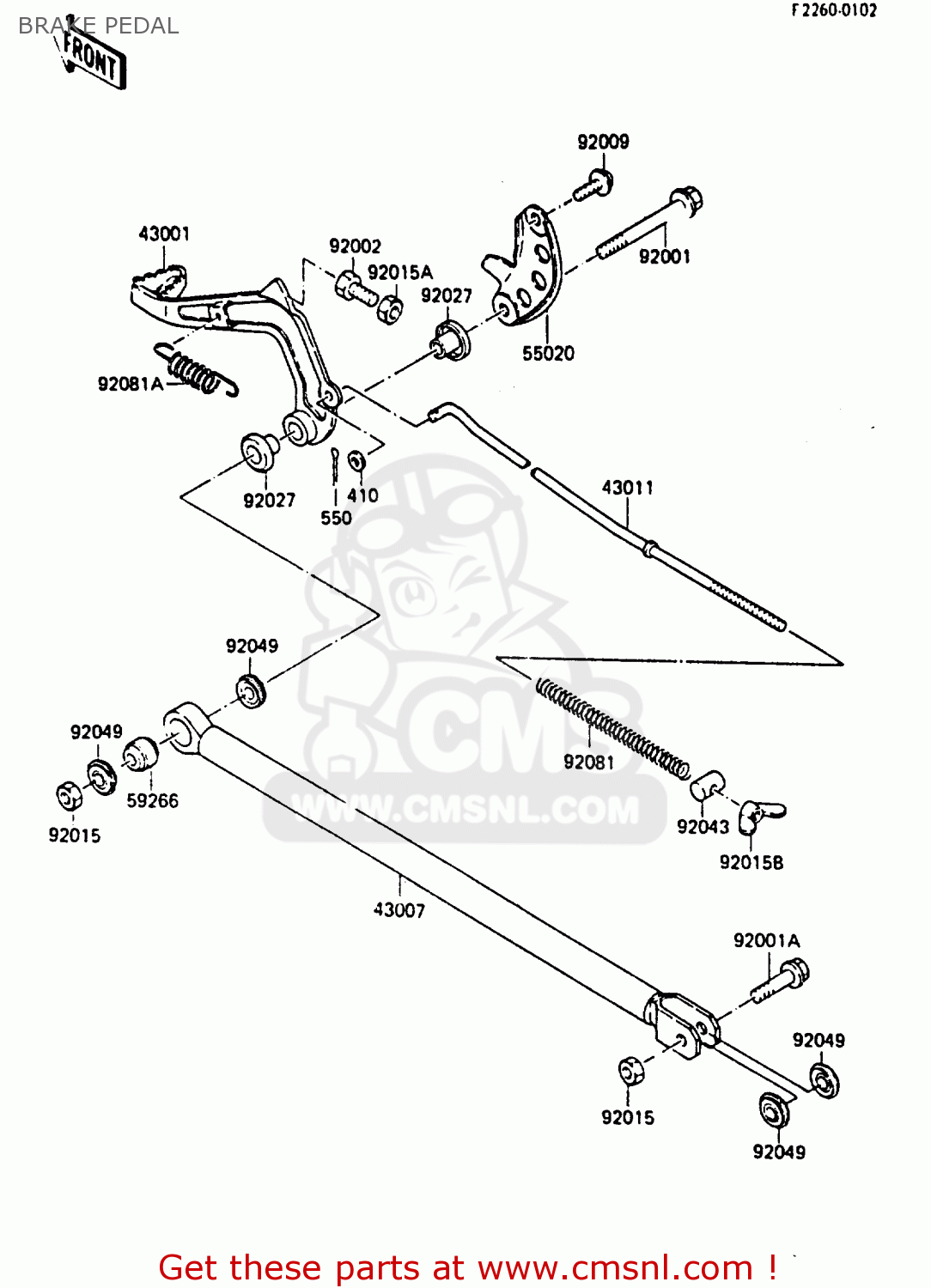 BRAKE PEDAL KX80-F3 1985