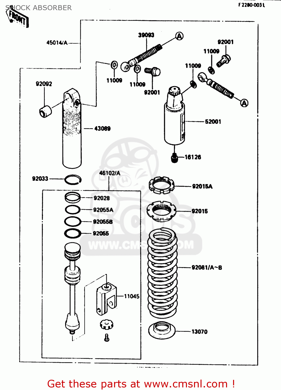 Kawasaki KX80-G1 1986 AL UR SHOCK ABSORBER - buy original SHOCK ...