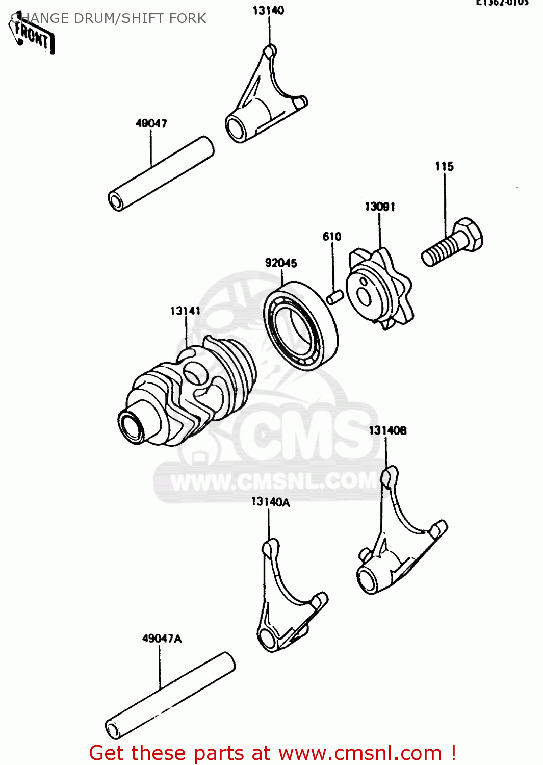 CHANGE DRUM/SHIFT FORK KX80-G1 1986 AL UR