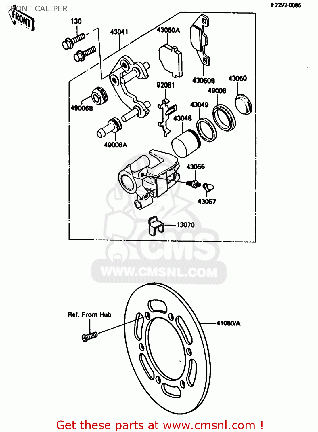 FRONT CALIPER KX80-G1 1986 AL UR