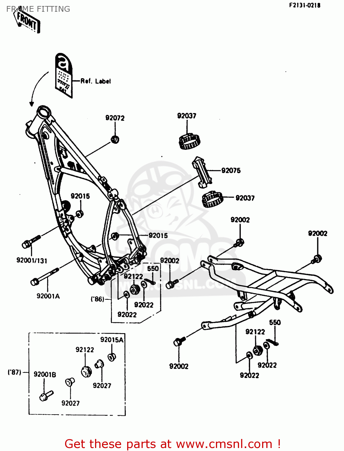 FRAME FITTING KX80-G2 1987 AL UR