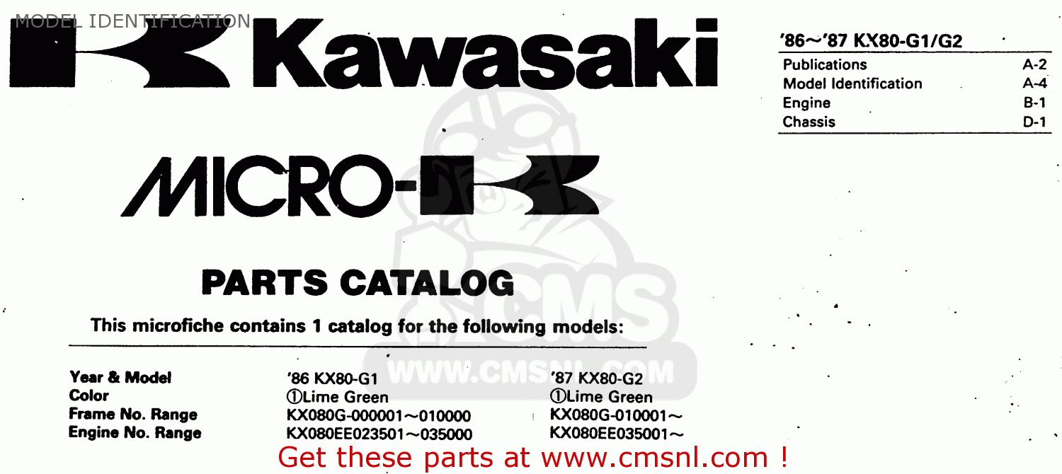 MODEL IDENTIFICATION KX80-G2 1987 AL UR