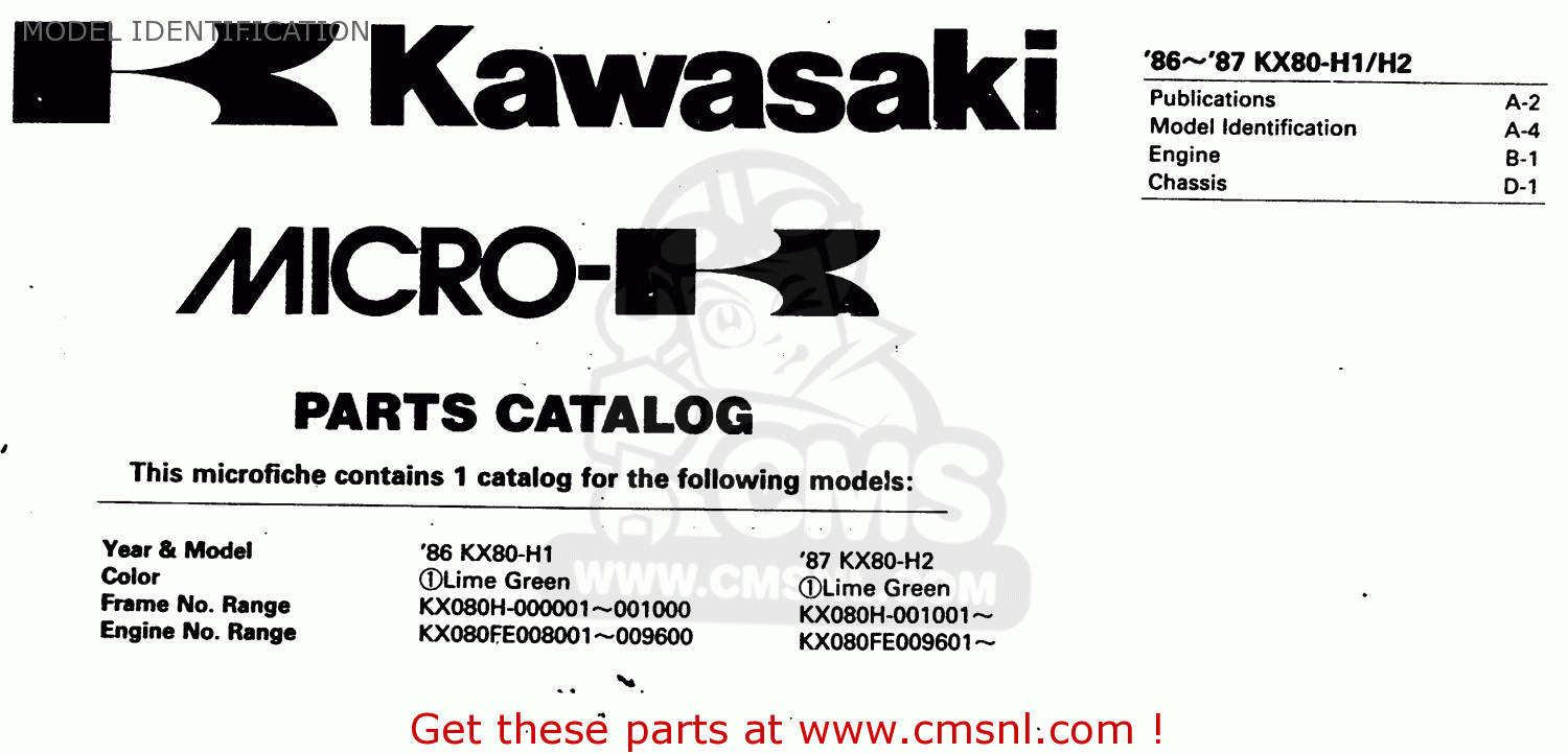MODEL IDENTIFICATION KX80-H2 1987 WEST GERMANY
