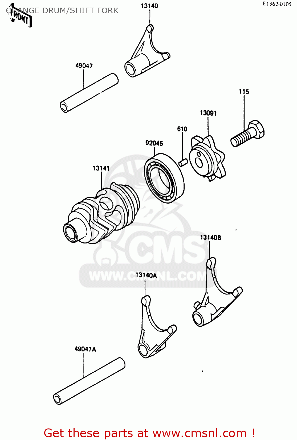 CHANGE DRUM/SHIFT FORK KX80-J1 1986 UNITED KINGDOM AL