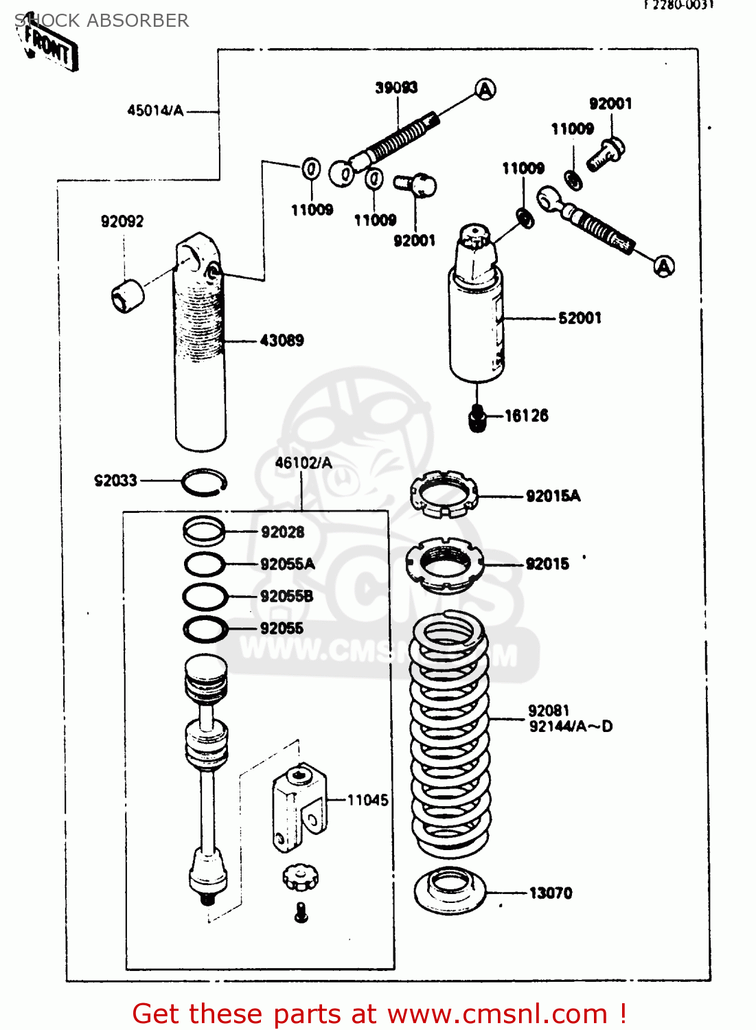 Kawasaki KX80-J2 1987 UNITED KINGDOM SHOCK ABSORBER - buy original ...