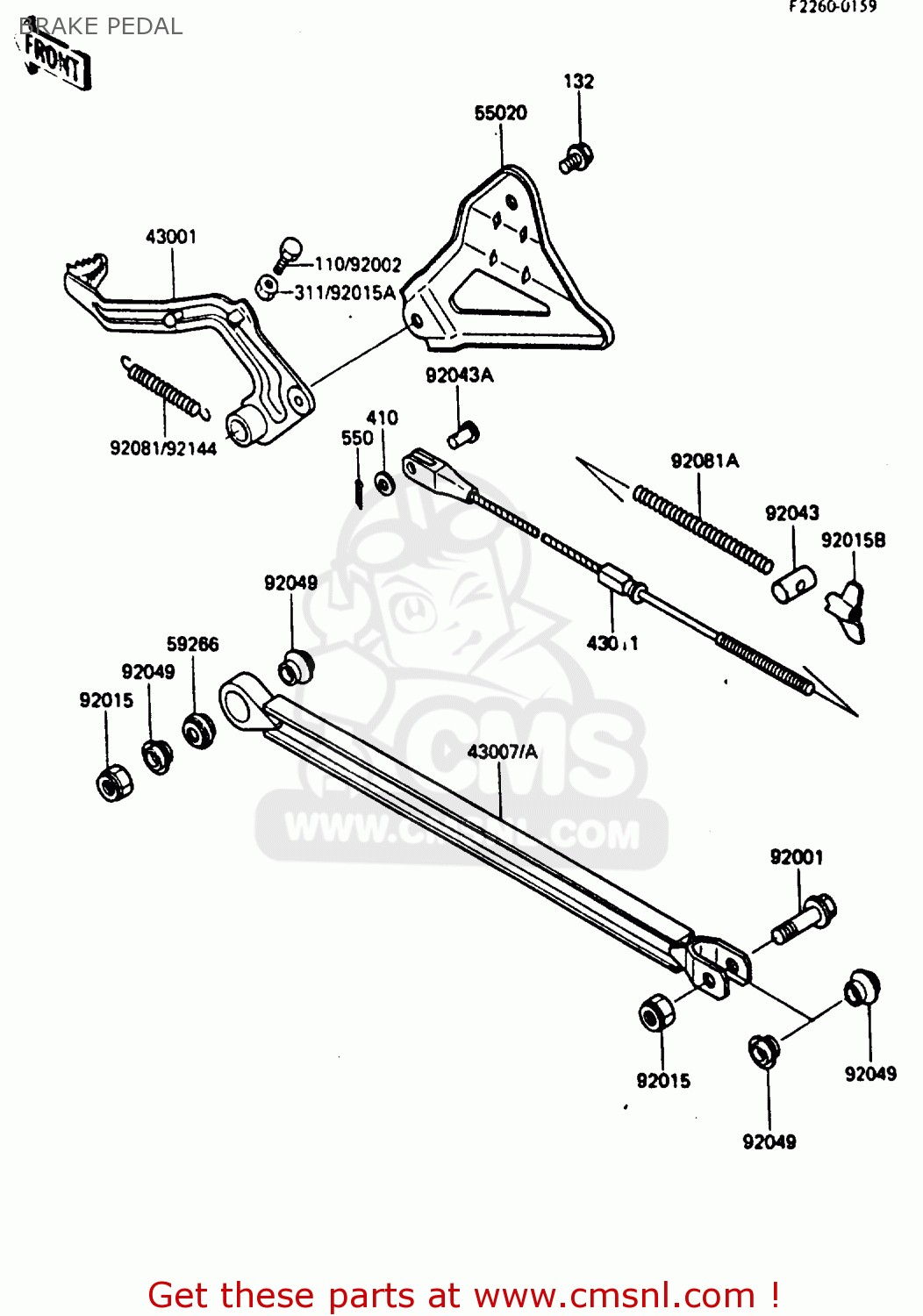 BRAKE PEDAL KX80-J2 1987 UNITED KINGDOM