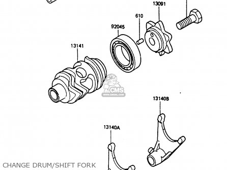CHANGE DRUM/SHIFT FORK - KX80-J2 1987 UNITED KINGDOM