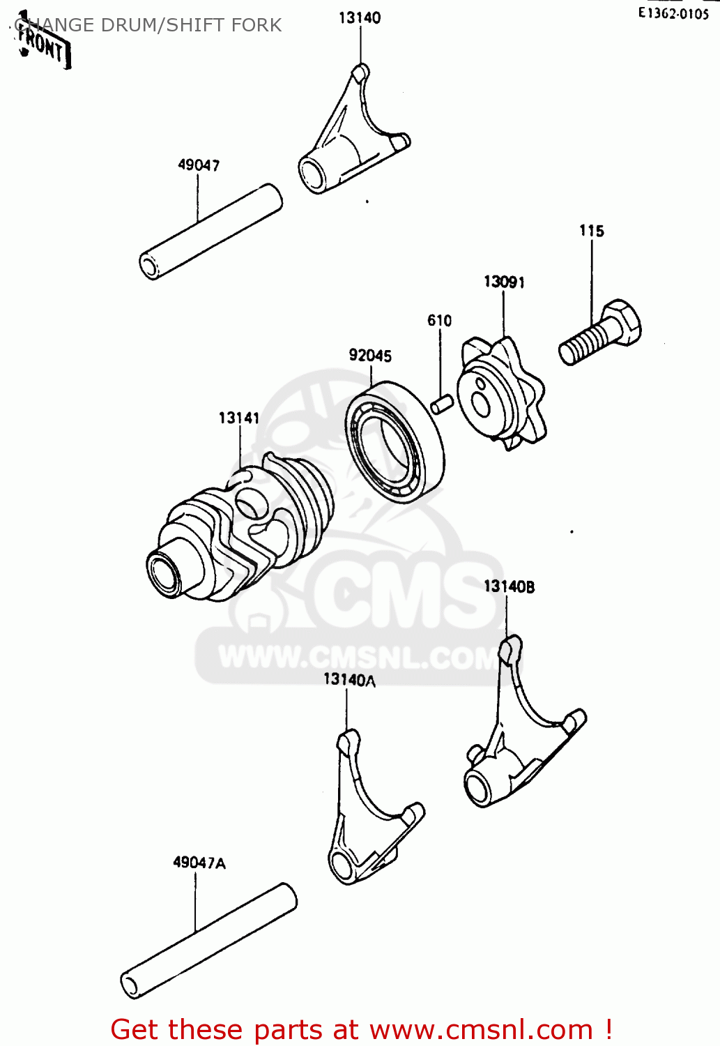 CHANGE DRUM/SHIFT FORK KX80-K1 1986