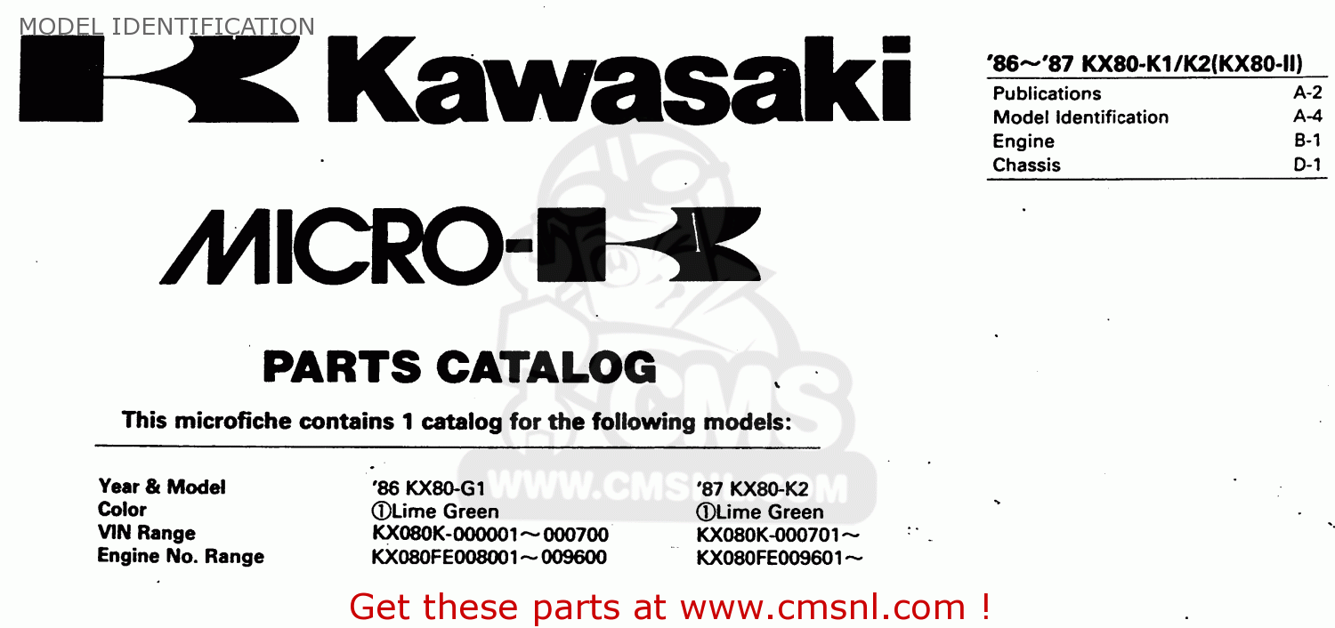 MODEL IDENTIFICATION KX80-K2 1987 WEST GERMANY