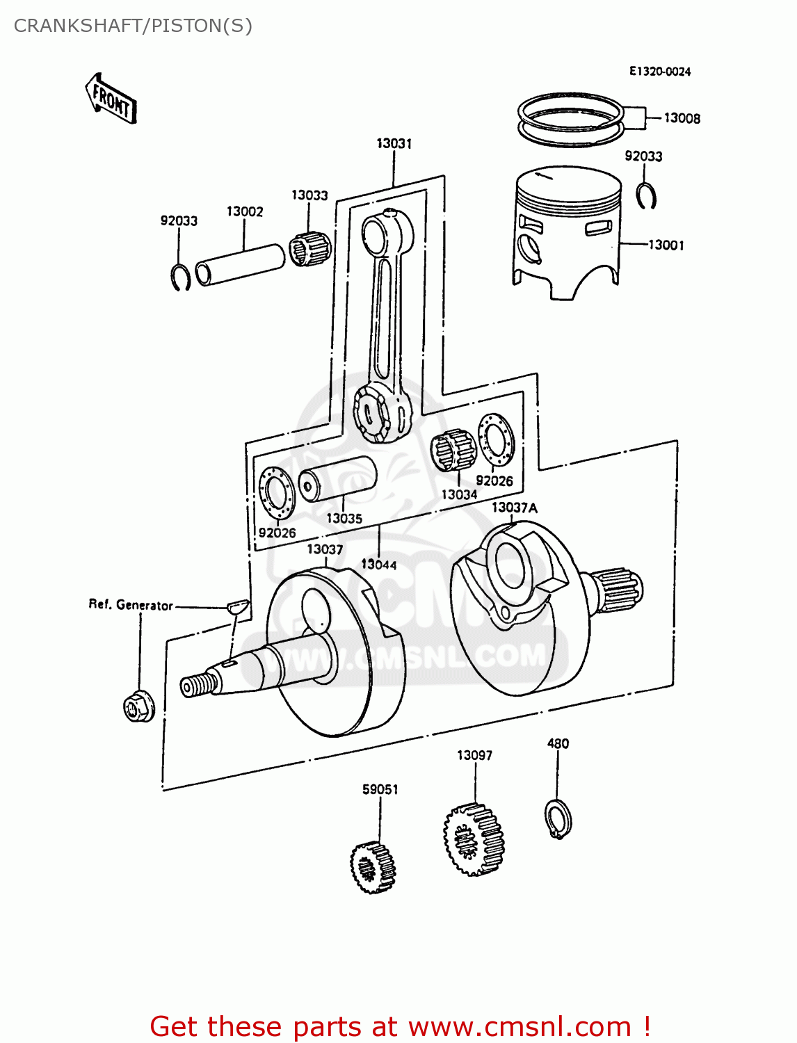 CRANKSHAFT/PISTON(S) KX80-L1 1988 UNITED KINGDOM AL