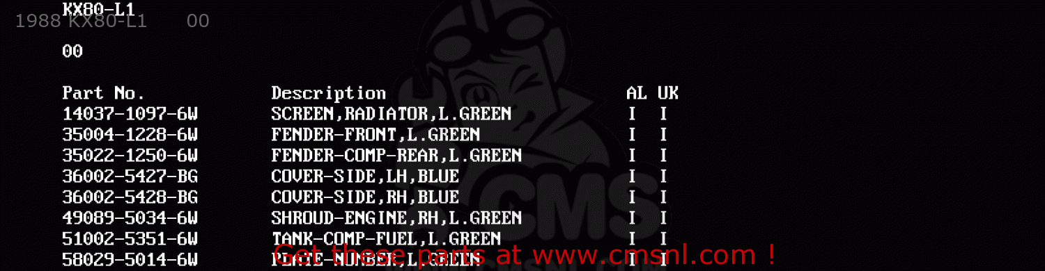 1988 KX80-L1      00 KX80-L1 1988 UNITED KINGDOM AL