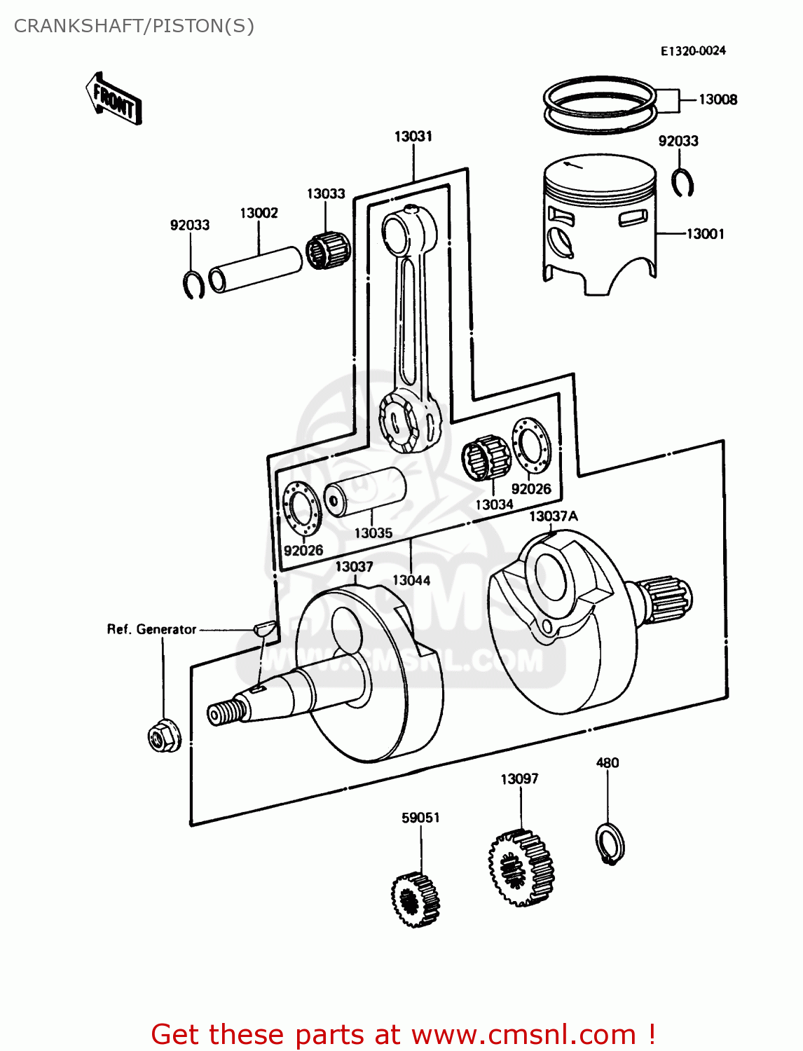 CRANKSHAFT/PISTON(S) KX80-L1 1988 USA CANADA