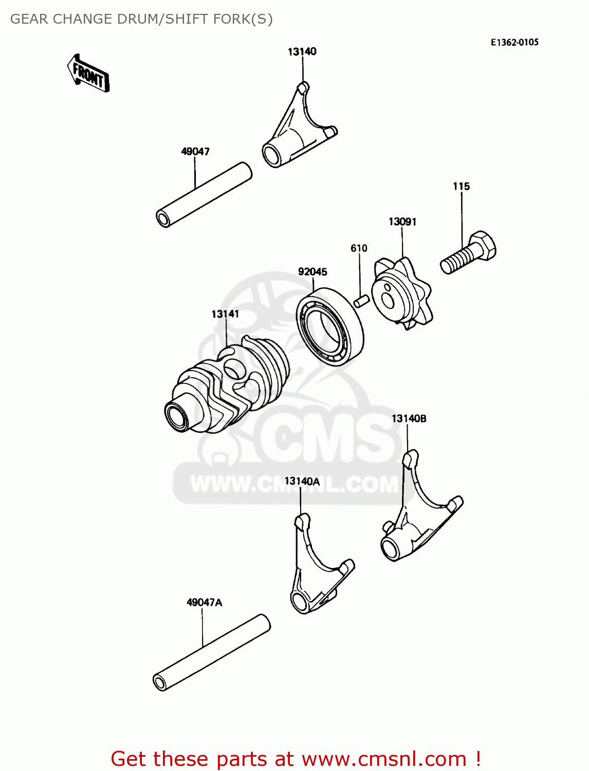 GEAR CHANGE DRUM/SHIFT FORK(S) KX80-L1 1988 USA CANADA