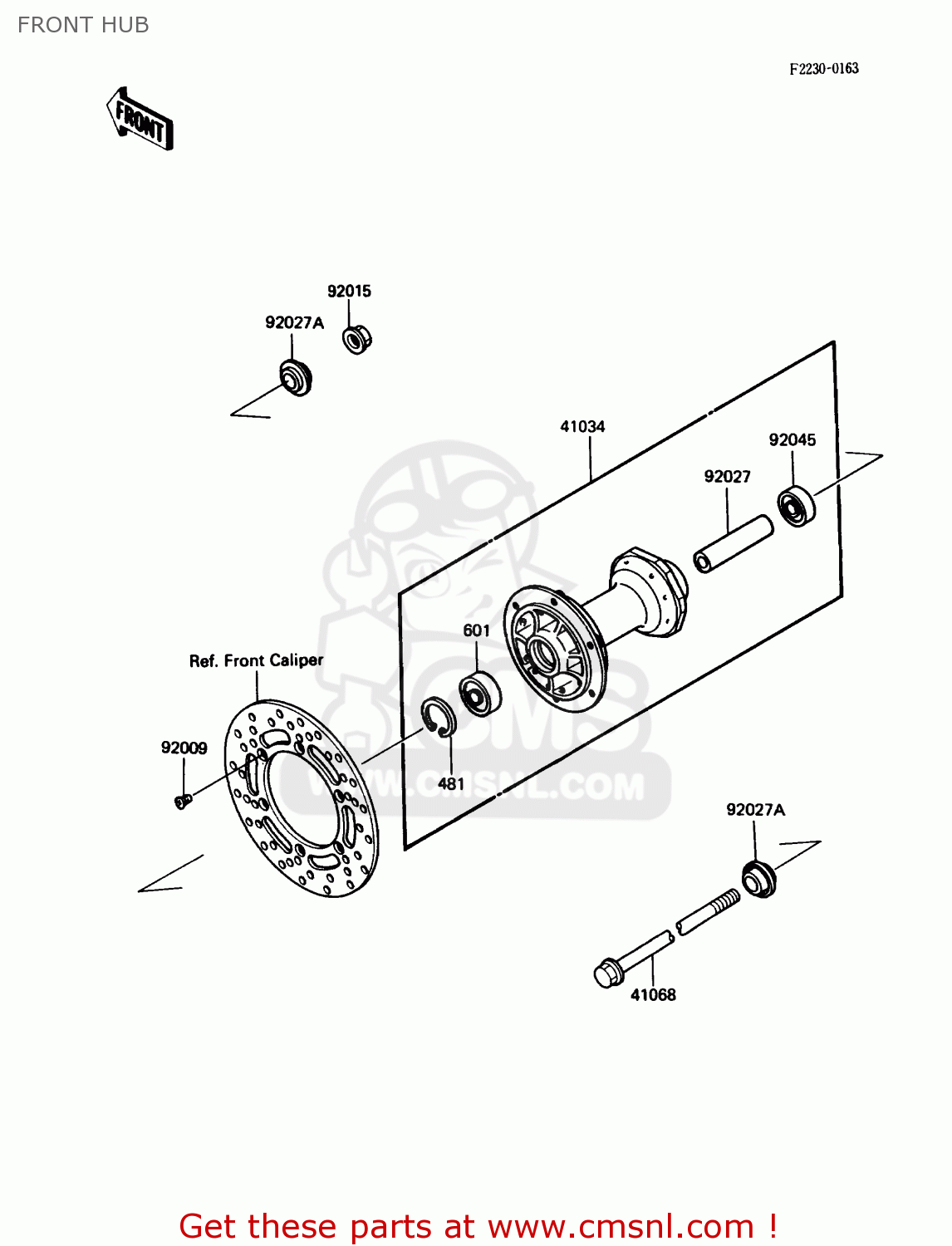 FRONT HUB KX80-L1 1988 USA CANADA