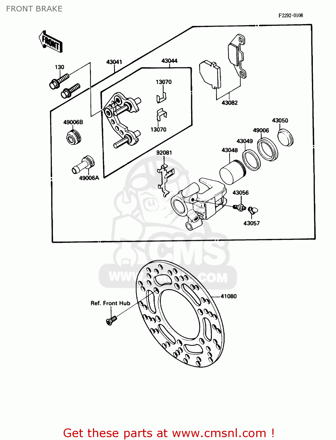 FRONT BRAKE KX80-L1 1988 USA CANADA
